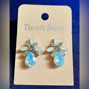 David’s Bridal pear-shaped cluster stud earrings. Never before worn.